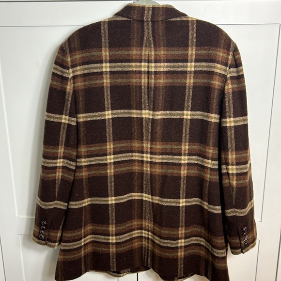 Lauren Ralph Lauren wool
 Plaid Blazer/Jacket Brown Preppy Tweed Women’s Size - Picture 6 of 7